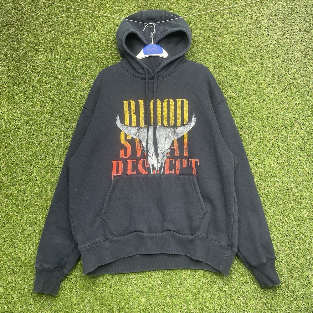 Project Rock Hoodie Mens Large Black Blood Sweat Respect Bull Under Armour Gym